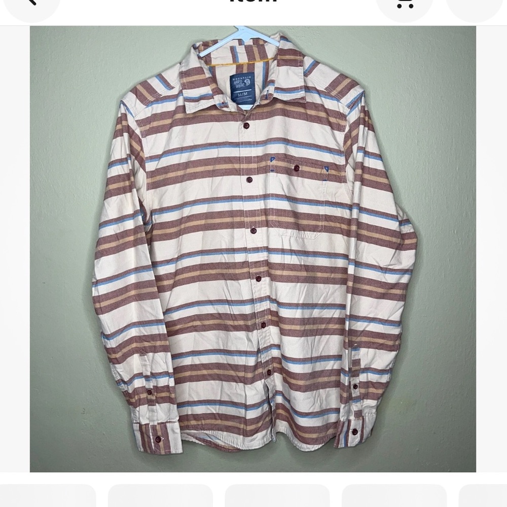 Mountain Hardwear Casual Button Down Shirt Brown and White